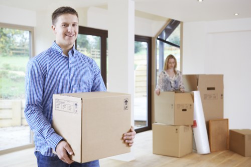 House removals team working in a Twickenham residential street