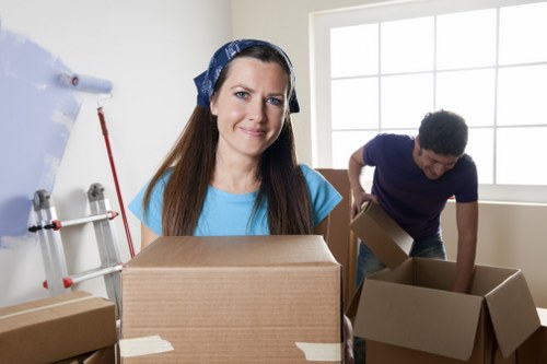 Packed boxes and furniture prepared for storage in Twickenham