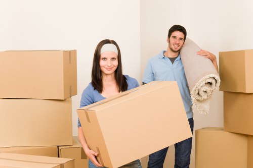 Prepared moving boxes and furniture ready for collection in Twickenham